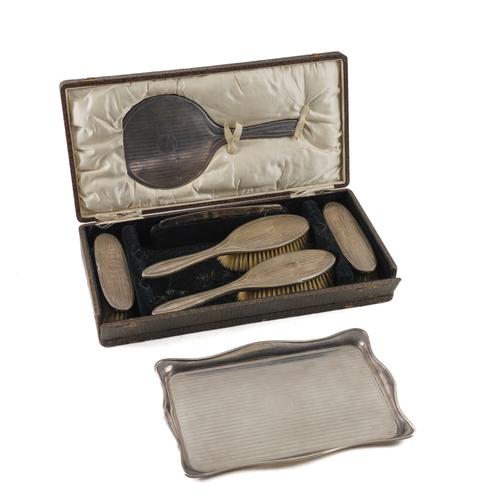 A GROUP OF SILVER MOUNTED DRESSING TABLE WARES (2)