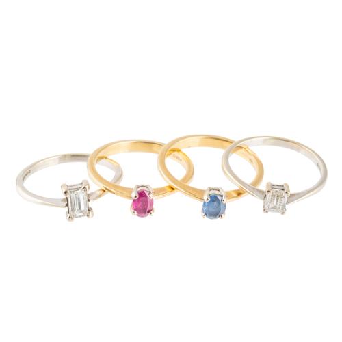 FOUR GEMSET RINGS (4)