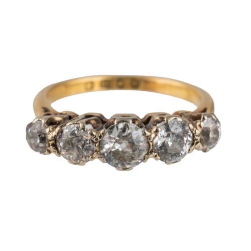 A FIVE STONE DIAMOND RING