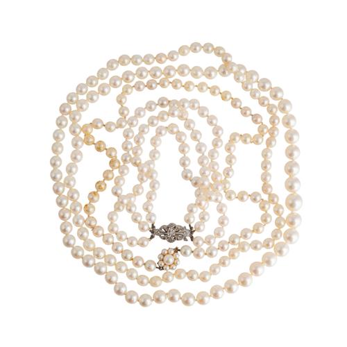 TWO PEARL NECKLACES AND A BRACELET