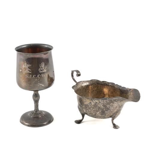 A SILVER GOBLET AND A SILVER SAUCEBOAT (2)