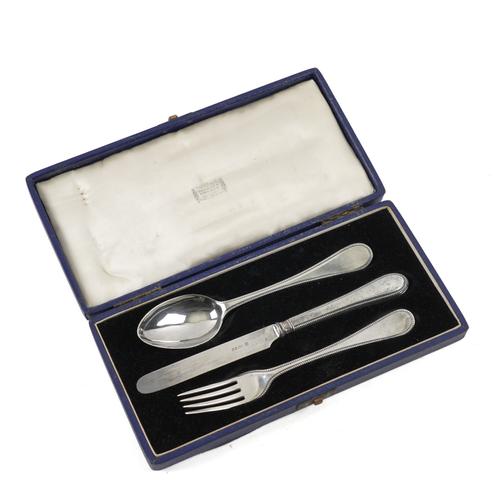 A SILVER COMPOSITE THREE PIECE CHRISTENING SET