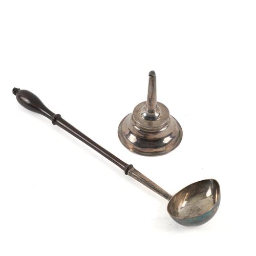 A SILVER TODDY LADLE AND A SILVER WINE FUNNEL (2)