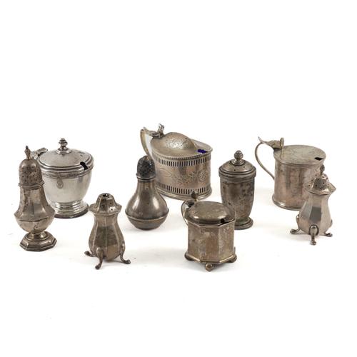 A  GROUP OF SILVER CONDIMENTS (12)