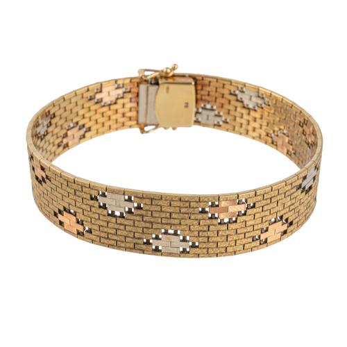 A 9CT THREE COLOUR GOLD BRACELET