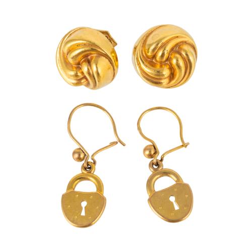 TWO PAIRS OF GOLD EARRINGS (4)
