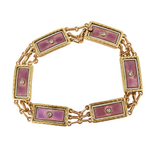 AN ENAMEL AND DIAMOND BRACELET