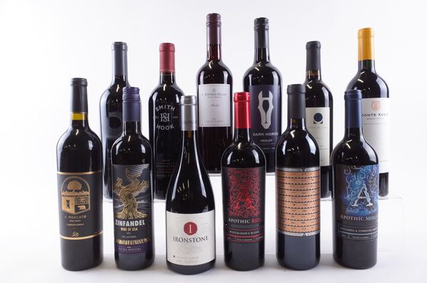 TWELVE BOTTLES AMERICAN AND MEXICAN RED WINE