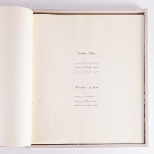 HUGHES, Philip (b.1936, illustrator). Elysian Garden, Monterrey, 1997, 4to, 6 coloured lithographed plates SIGNED AND DATED by the artist, original wrappers, box. ONE OF 80 COPIES SIGNED BY THE ARTIST AND 2 OTHERS. With 9 other miscellaneous books. (10)