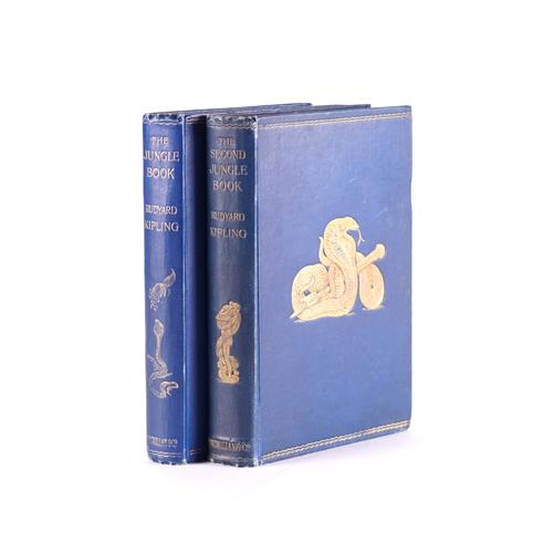 KIPLING, Rudyard (1865-1936). The Jungle Book, London, 1894, 8vo, illustrations, original pictorial cloth. "Reprinted June 1894." The first edition appeared in the previous month. With The Second Jungle Book (London, 1885, cloth, FIRST EDITION). (2)
