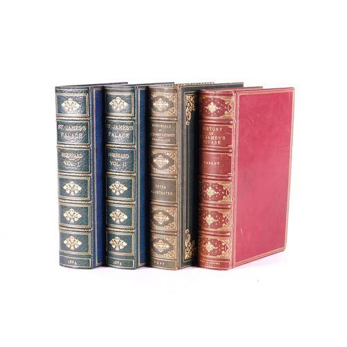 LONDON, ST. JAMES'S - Edgar SHEPPARD (1845-1921). Memorials of St. James's Palace, London, 1894, 2 volumes, large 8vo, EXTRA-ILLUSTRATED, FINELY BOUND by Bayntun (Rivière) in blue morocco gilt. With 2 other related works, both EXTRA-ILLUSTRATED. (4)