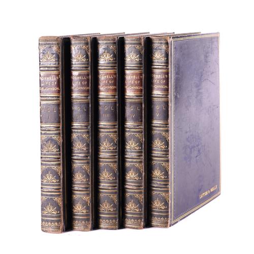 BOSWELL, James (1740-95). The Life of Samuel Johnson, London, 1885, 5 vols., large 8vo, 23 engraved portraits on 20 plates by Joshua Reynolds, contemporary black calf (rubbed). NUMBER 173 OF 500 COPIES. "The Sir Joshua Reynolds Edition." (5)