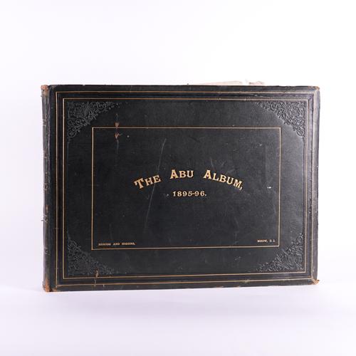The Abu Album, 1895-96. Mhow, India: Herzog & Higgins, [1895-96], oblong 4to, 43 mounted photographs, with 2 additional photographs at the end including one of 2 schoolgirls' cricket teams, morocco. PRESENTATION COPY. RARE. With a related map. (2)