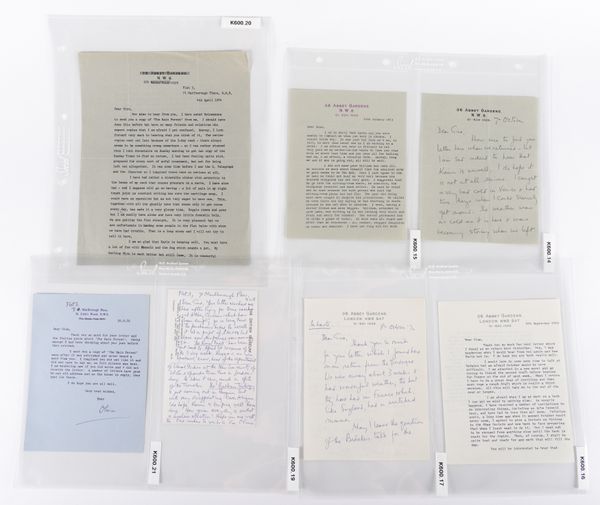 MANNING, Olivia (1908-80). A collection of fifteen autograph letters and postcards, signed, and seven typed letters, signed, to Count Giacomo Antonini, dated between 1967-77. A correspondence which starts formally but grows in warmth and candour.