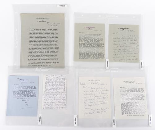 MANNING, Olivia (1908-80). A collection of fifteen autograph letters and postcards, signed, and seven typed letters, signed, to Count Giacomo Antonini, dated between 1967-77. A correspondence which starts formally but grows in warmth and candour.