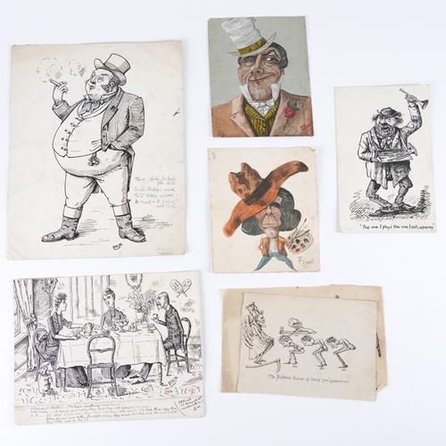 NOWELL, P. H. ([dates unknown], artist). A collection of c.55 original pen-and-ink satirical drawings, four with watercolour, most signed "P. H. Nowell" or with his initials or monogram, a few dated between 1881 and 1895, various sizes. (c.55)