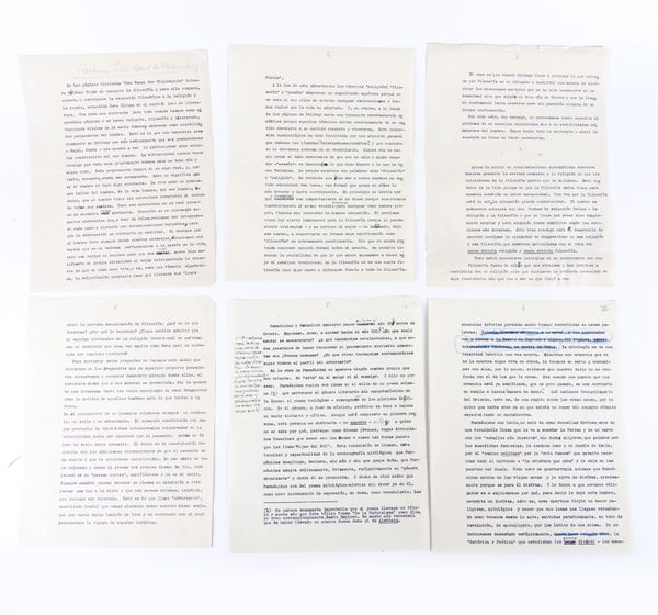 ORTEGA Y GASSET, José (1883-1955). An extensive typescript on c.55 pages, in Spanish, with autograph revisions, of an article by Gasset on the birth of philosophy written for a tribute publication for the 70th birthday of Karl Jaspers, [c.1952].