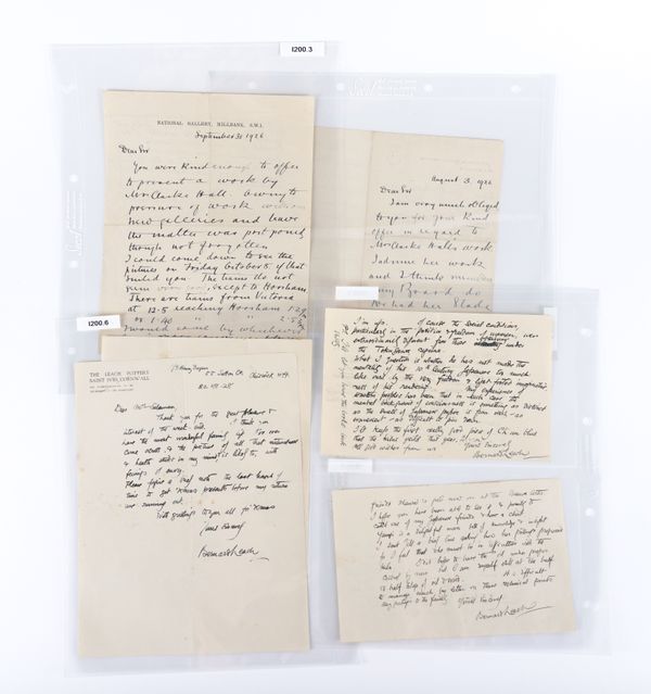 SALAMAN, Michael (1911-87). A collection of letters to Michael Salaman from Charles Aitken (4 letters), Campbell Dodgson (2), Michael Holroyd (6), Eric Kennington (3), Bernard Leach (3), William Rothenstein (1), Randolph Schwabe (1), and many others.