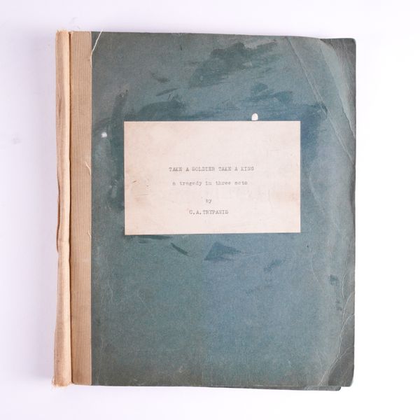 TRYPANIS, Constantine Athanasius (1909-93). "Take a Soldier Take a King. A tragedy in three acts," [Oxford], 1957, original typescript on 75-pages of A4, in a cloth-backed folder. With an autograph letter from the author.