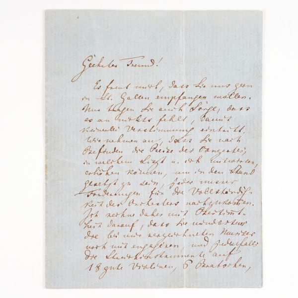 WAGNER, Richard (1813-83). Autograph letter, signed (with initials, "R.W.") to [Heinrich Szadrowsky], [Zurich, c.November 1856]. In German. Four-pages, 136 x 107mm, blue paper, bifolium. On arrangements for his famous concert at St. Gallen with Liszt.