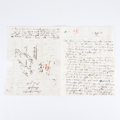 DONIZETTI, Gaetano (1797-1848). Autograph letter, signed ("Donizetti"), to Giovanni Ricordi, [Rome], 1 August 1833. In Italian. Three-and-a-half-pages, 242 x 189mm, including two brief musical quotations.