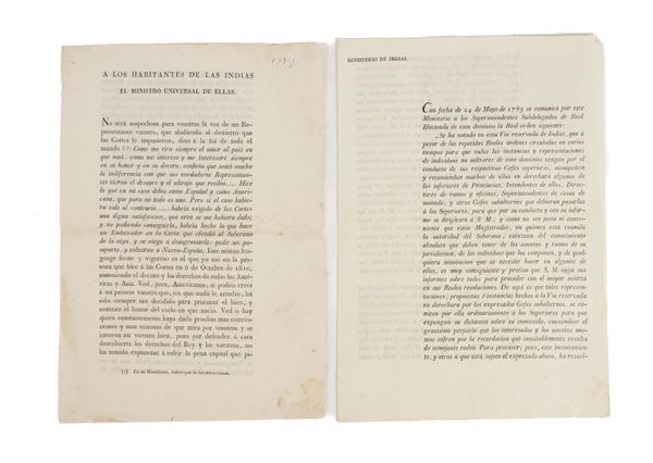 MEXICAN WAR OF INDEPENDENCE - Miguel de Lardizábal y URIBE (1739-1820).  2 printed proclamations in Spanish, each 3-pages in a single bifolium, [n.p. but Madrid and/or Mexico City], 1814, 1815. (2)