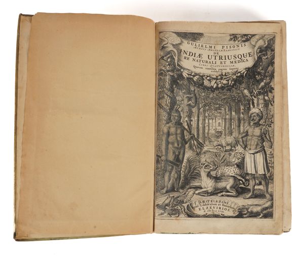 PISO, Willem (1611-78) & others. De Indiæ utriusque re naturali et medica, Amsterdam, 1658, 3 parts in one volume, folio, additional pictorial title, illustrations, contemporary vellum. Provenance: John Yudkin (bookplate). Second enlarged edition.