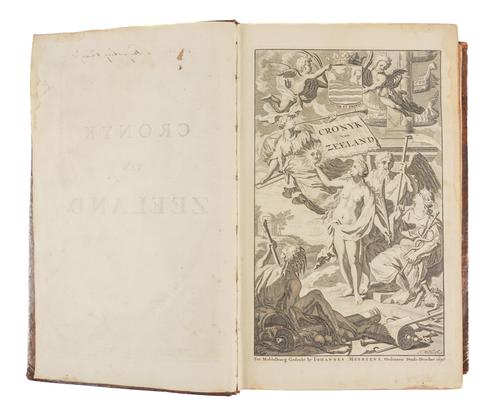 SMALLEGANGE, Matthaeus (1624-1710, editor and contributor). Nieuwe Cronyk Van Zeeland, Middelburg, 1696 [but 1700-[?]1704], folio, additional engraved title, 3 engraved maps and 87 fine engraved plates, contemporary panelled calf gilt. FIRST EDITION.