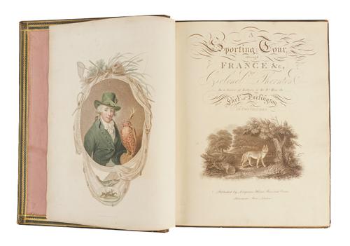 THORNTON, Thomas (1757-1823). A Sporting Tour through Various Parts of France, London, 1806, 2 volumes, 4to, portrait of the author, 53 plates, most aquatints, VERY FINELY BOUND in contemporary green morocco decorated in gilt and blind. FIRST EDITION. (2)