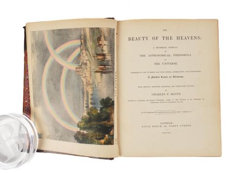 BLUNT, Charles F. (fl.1811-45). The Beauty of the Heavens, London, 1845, 4to, 104 FINE coloured aquatint and chromolithographed plates by Charles Blunt, contemporary burgundy half morocco gilt.