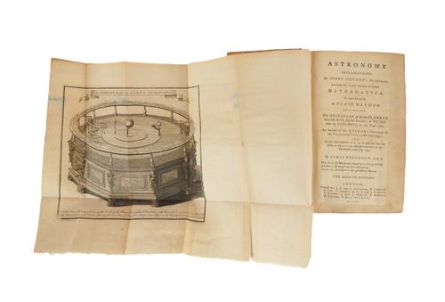 FERGUSON, James (1710-76). Astronomy Explained upon Sir Isaac Newton's Principles, London, 1790, large 8vo, engraved frontispiece and 17 folding plates, contemporary calf (worn). The Eighth edition.