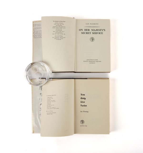 FLEMING, Ian (1908-64). On Her Majesty's Secret Service, London, 1963, 8vo, original cloth, dust-jacket. FIRST EDITION. With the same author's You Only Live Twice (London, 1964, original cloth, dust-jacket, FIRST EDITION). (2)