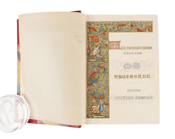 FROISSART, John (1337-1405). Chronicles of England, France, Spain, and the adjoining Countries, London, 1855, 2 volumes, large 8vo, 75 coloured lithographed plates, heightened in gold, attractively bound in contemporary red half armorial morocco gilt. (2)