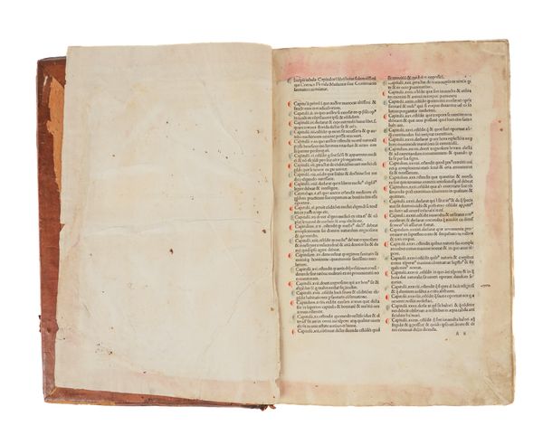 GAZIUS, Antonius (1449-1528). Corona florida medicinæ: sive De conservatione sanitatis, Venice, "per Johannem de forlivio & Gregorium fratres", 1491, folio, 125 leaves, painted initials, old calf. Provenance: John Yudkin (bookplate). FIRST EDITION. RARE.