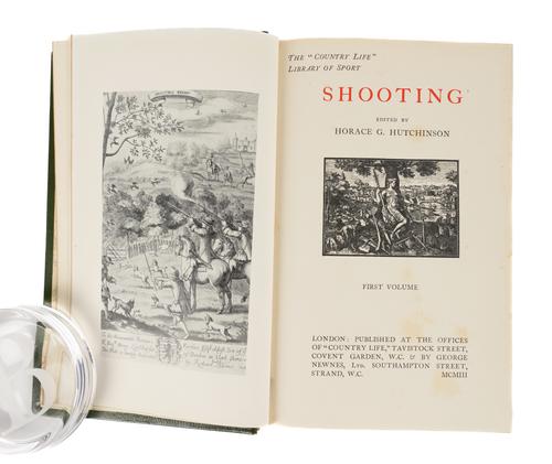 HUTCHINSON, Horace Gordon (1859-1932, editor). Shooting, London, 1903, 2 volumes, large 8vo, half tone plates, illustrations, FINELY BOUND in full green morocco gilt. Provenance: From the Collection of Wilfrid Ward (armorial bookplate). FIRST EDITION. (2)