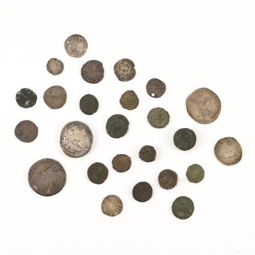 A GROUP OF HAMMERED BRITISH MOSTLY SILVER COINS AND A FEW ANCIENT COINS