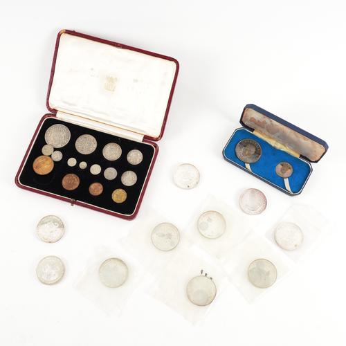 A 1937 CORONATION YEAR COMPOSITE SET OF COINS AND THREE FURTHER CASED SETS (4)