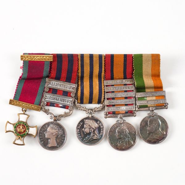 A GROUP OF FIVE VICTORIAN DRESS MINIATURE MEDALS RELATING TO MAJOR C.L E. EUSTACE D.S.O. KING'S ROYAL RIFLE CORPS
