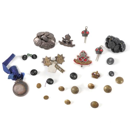 A SILVER EDINBURGH ACADEMY FENCING PRIZE MEDAL AND A GROUP OF UNIFORM BUTTONS