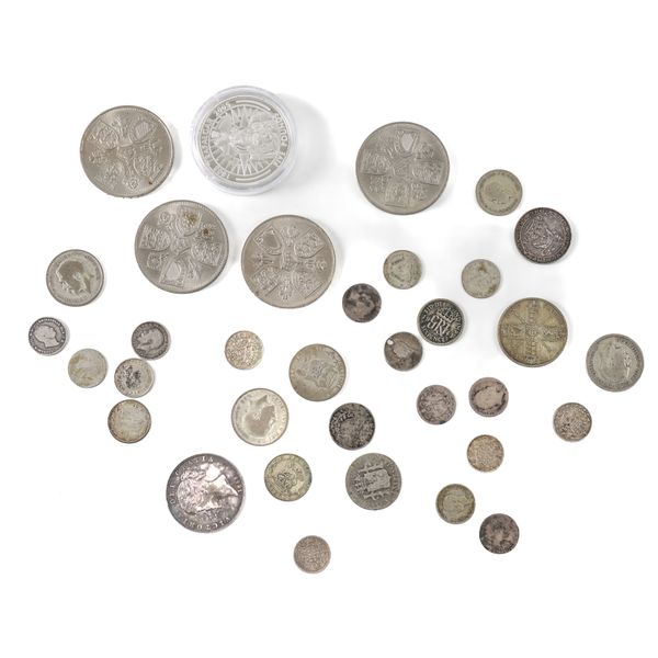 A VICTORIA YOUNG HEAD HALF CROWN 1844 AND FURTHER COINS (QTY)