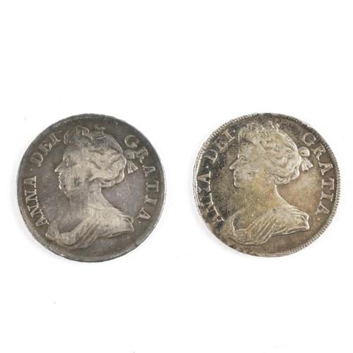 TWO QUEEN ANNE HALF CROWNS