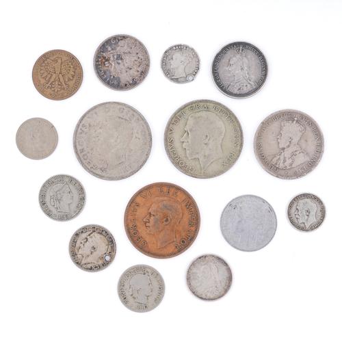 AN AUSTRALIA FLORIN 1915 AND FOURTEEN FURTHER COINS (15)