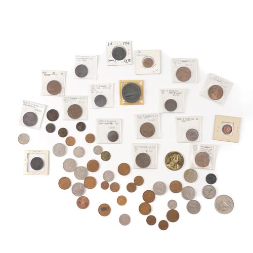 A GROUP OF BRITISH MOSTLY COPPER AND BRONZE COINS