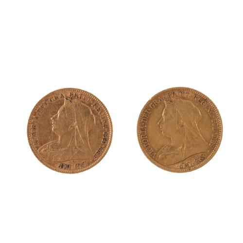 TWO VICTORIA OLD HEAD HALF SOVEREIGNS (2)
