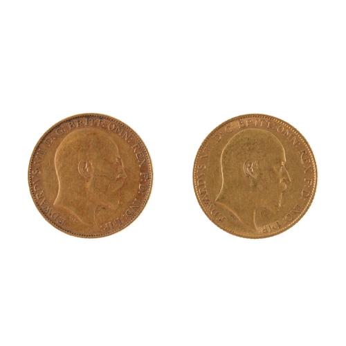 TWO EDWARD VII HALF SOVEREIGNS (2)