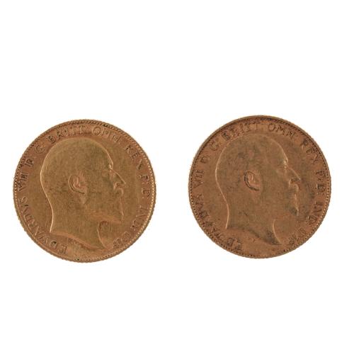 TWO EDWARD VII HALF SOVEREIGNS (2)