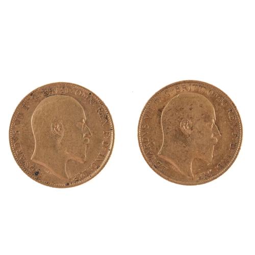 TWO EDWARD VII HALF SOVEREIGNS (2)