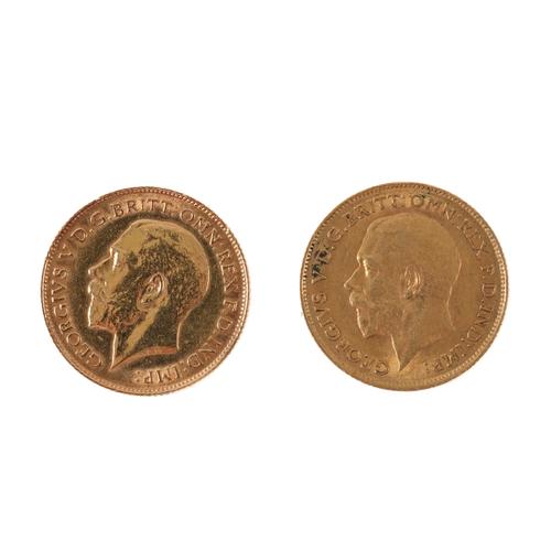 TWO GEORGE V HALF SOVEREIGNS (2)