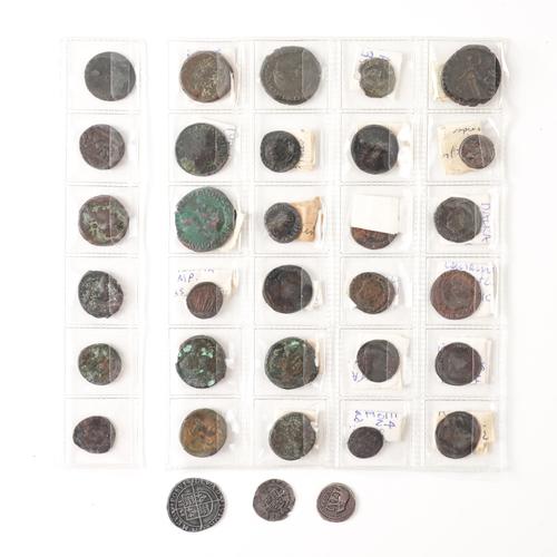 A GROUP OF THIRTY MOSTLY ANCIENT ROMAN AND GREEK BRONZE COINS