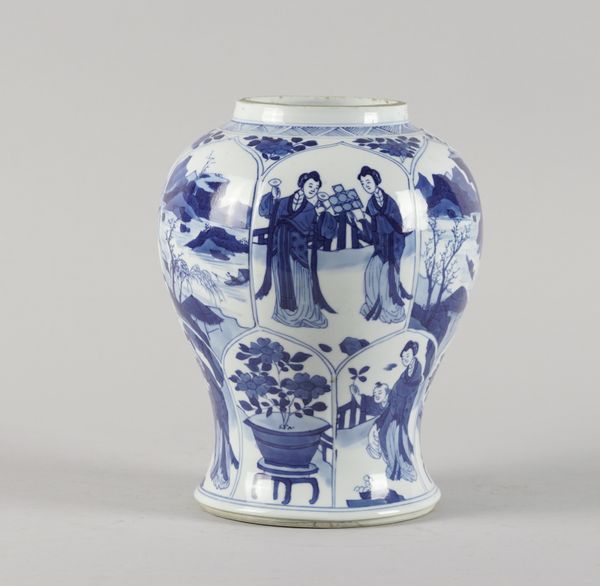 A CHINESE BLUE AND WHITE BALUSTER VASE